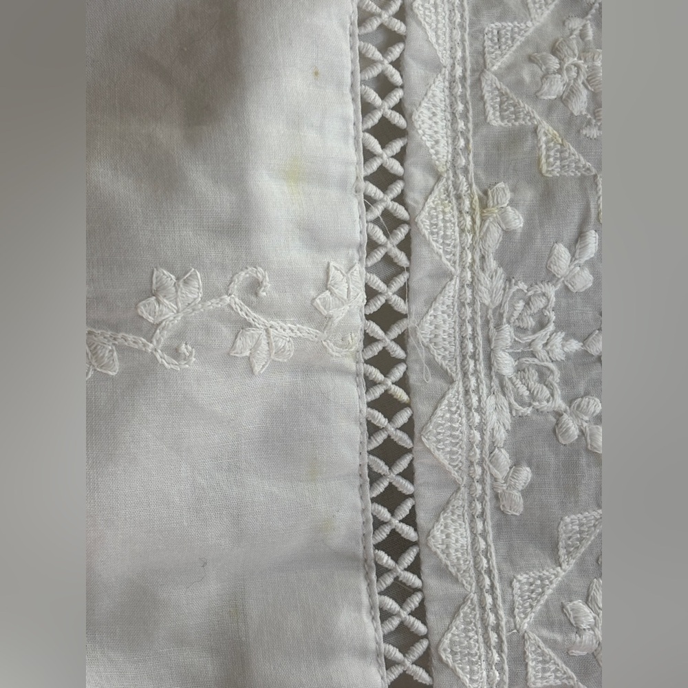 Embroidered Cotton Tunic / Swim Cover-up with Eyelet Boho Summer Vacation - Picture 10 of 15